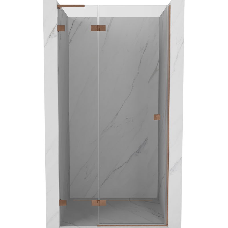 Mexen Lunar L porte de douche pivotante gauche 85 cm, transparent, cuivre brossé - 834L-085-000-65-00-L