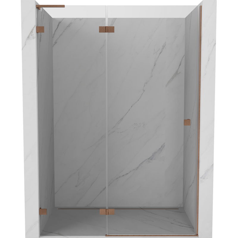 Mexen Lunar L porte de douche pivotante à gauche 130 cm, transparent, cuivre brossé - 834L-130-000-65-00-L