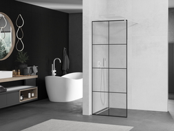 Mexen Kioto paroi de douche 70 x 200 cm, transparent/Design noir 8 mm, Blanc - 800-070-101-20-77