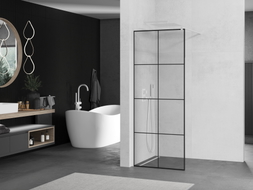 Mexen Kioto paroi de douche Walk-in 90 x 200 cm, quadrillage noir 8 mm, blanc - 800-090-101-20-77