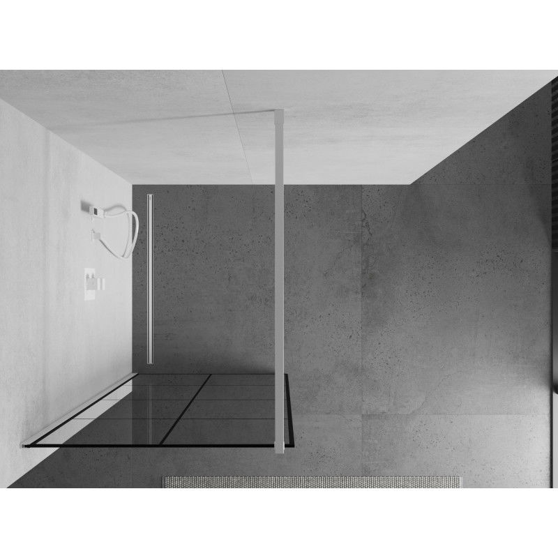 Mexen Kioto paroi de douche Walk-in 90 x 200 cm, quadrillage noir 8 mm, blanc - 800-090-101-20-77