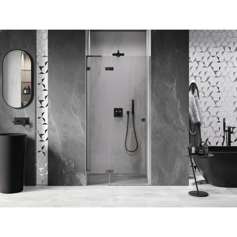 Mexen Lunar L porte de douche pivotante gauche 105 cm, transparent, gris canon brossé - 834L-105-000-66-00-L