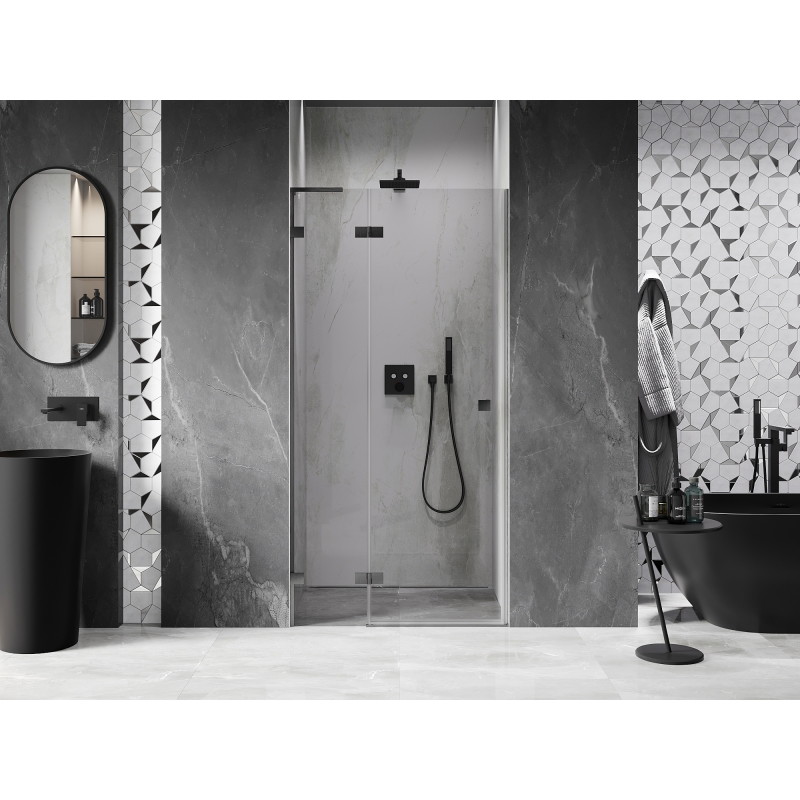 Mexen Lunar L porte de douche pivotante gauche 120 cm, transparent, gris canon brossé - 834L-120-000-66-00-L