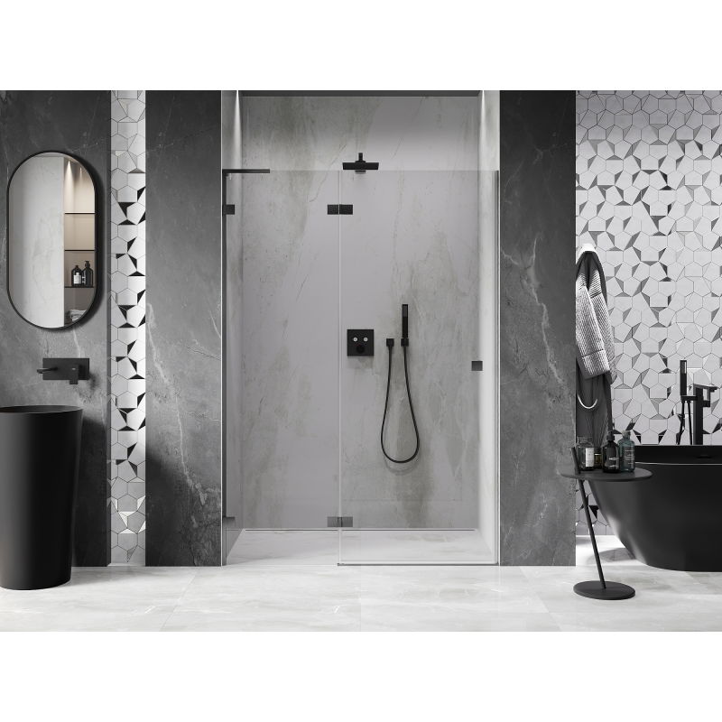 Mexen Lunar L paroi de douche pivotante gauche 130 cm, transparente, gris canon brossé - 834L-130-000-66-00-L