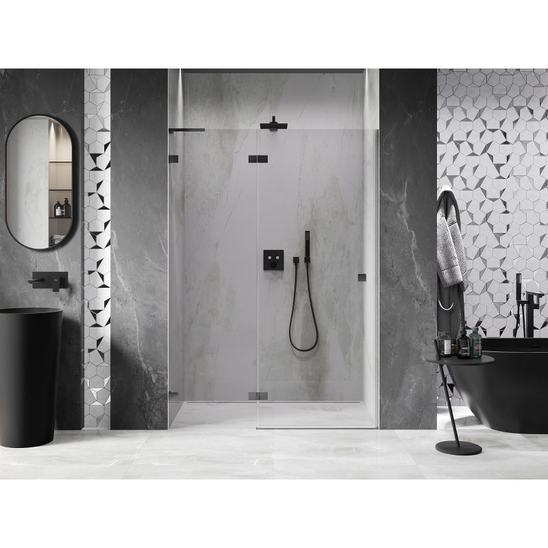 Mexen Lunar L paroi de douche pivotante gauche 130 cm, transparente, gris canon brossé - 834L-130-000-66-00-L