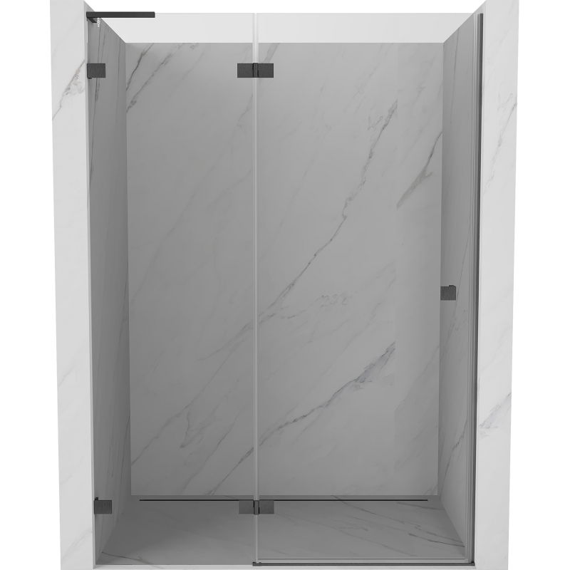 Mexen Lunar L porte de douche pivotante gauche 140 cm, transparent, gris pistolet brossé - 834L-140-000-66-00-L