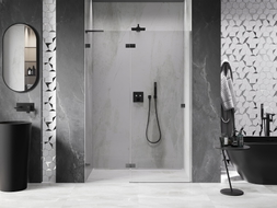 Mexen Lunar L porte de douche pivotante gauche 140 cm, transparent, gris canon brossé - 834L-140-000-66-00-L