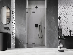Mexen Lunar L porte de douche pivotante gauche 70 cm, transparent, noir - 834L-070-000-70-00-L