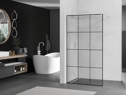 Mexen Kioto paroi de douche 100 x 200 cm, transparent/Design noir 8 mm, Blanc - 800-100-101-20-77