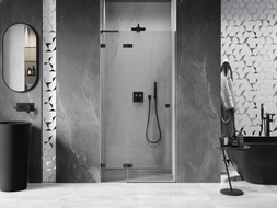 Mexen Lunar L portes de douche pivotantes gauches 75 cm, transparentes, noires - 834L-075-000-70-00-L
