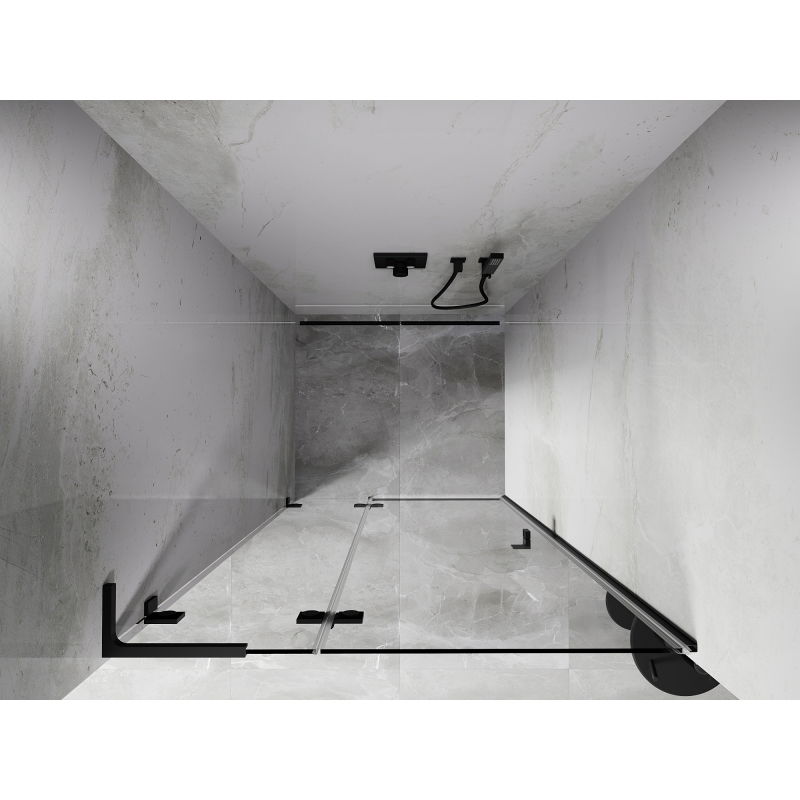 Mexen Lunar L portes de douche pivotantes gauches 75 cm, transparentes, noires - 834L-075-000-70-00-L