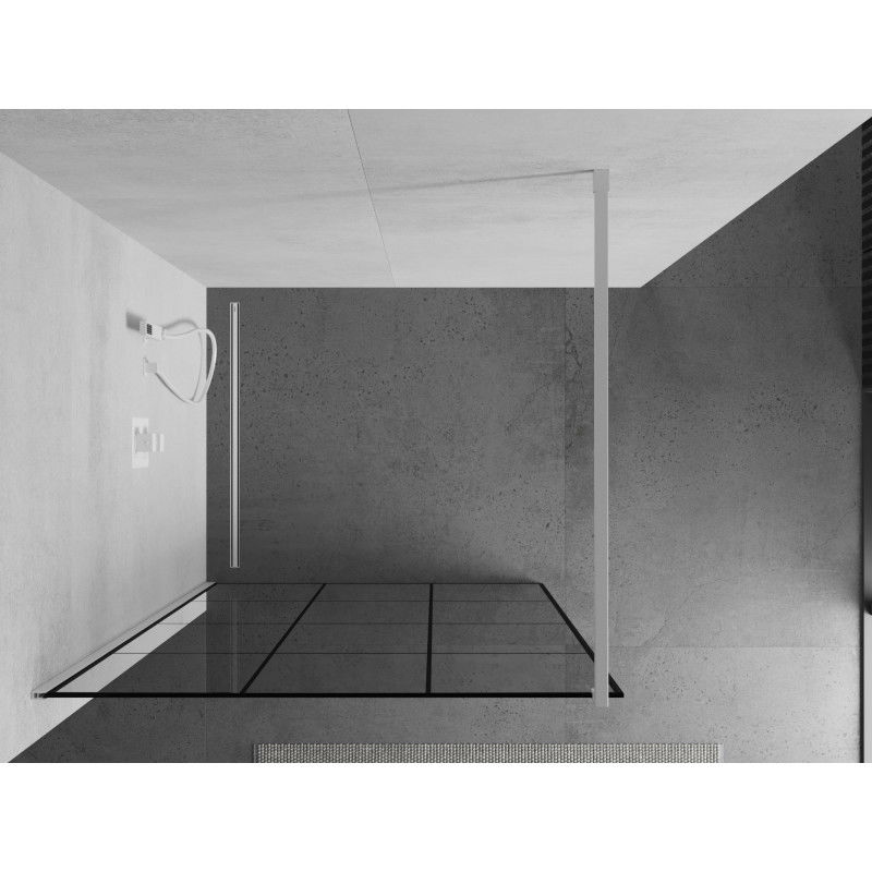 Mexen Kioto paroi de douche Walk-in 110 x 200 cm, grille noire 8 mm, blanche - 800-110-101-20-77