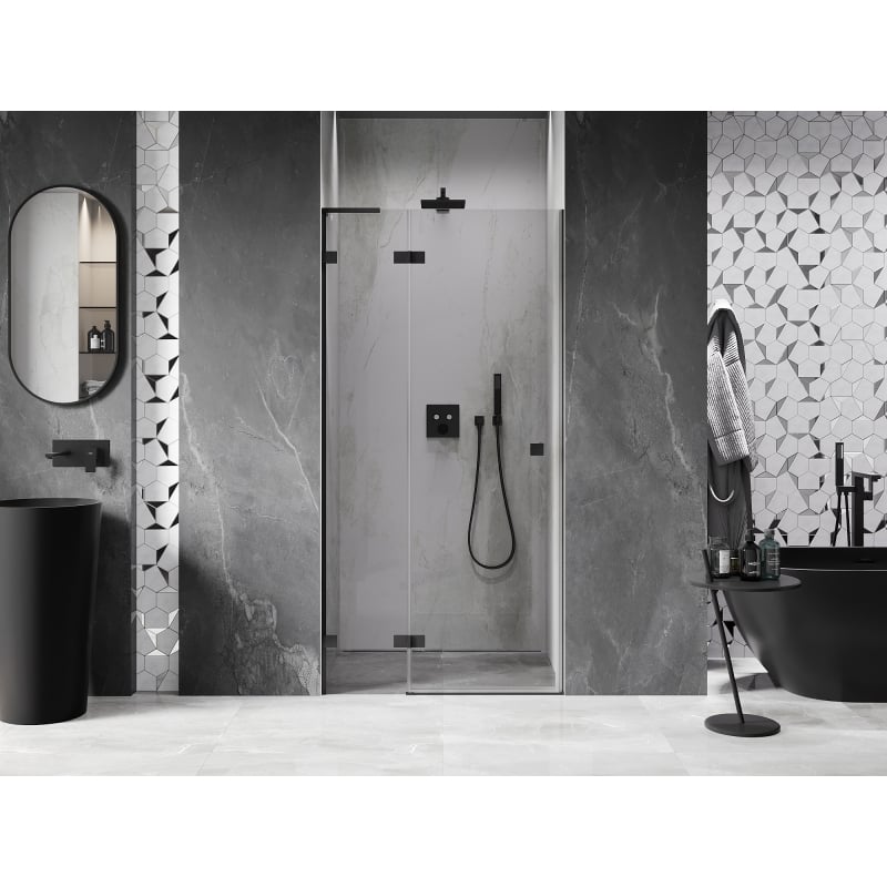 Mexen Lunar L porte de douche pivotante gauche 85 cm, transparent, noir - 834L-085-000-70-00-L