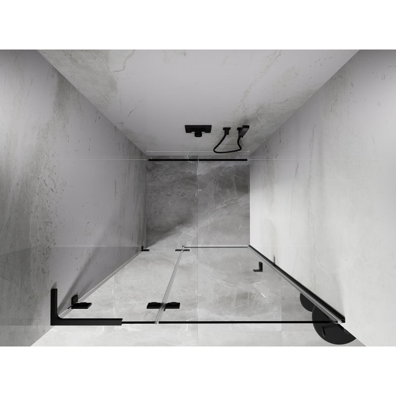 Mexen Lunar L porte de douche pivotante gauche 85 cm, transparent, noir - 834L-085-000-70-00-L