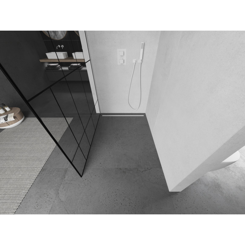 Mexen Kioto paroi de douche Walk-in 70 x 200 cm, motif noir 8 mm, blanc - 800-070-101-20-78