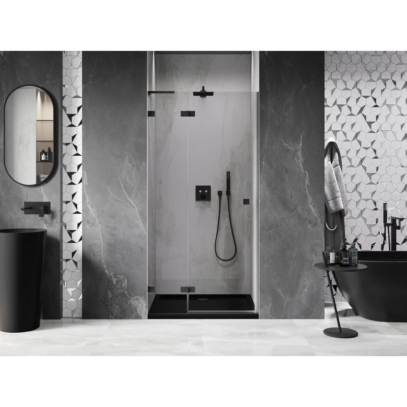 Mexen Lunar L porte de douche pivotante gauche 120 cm, transparent, noir - 834L-120-000-70-00-L