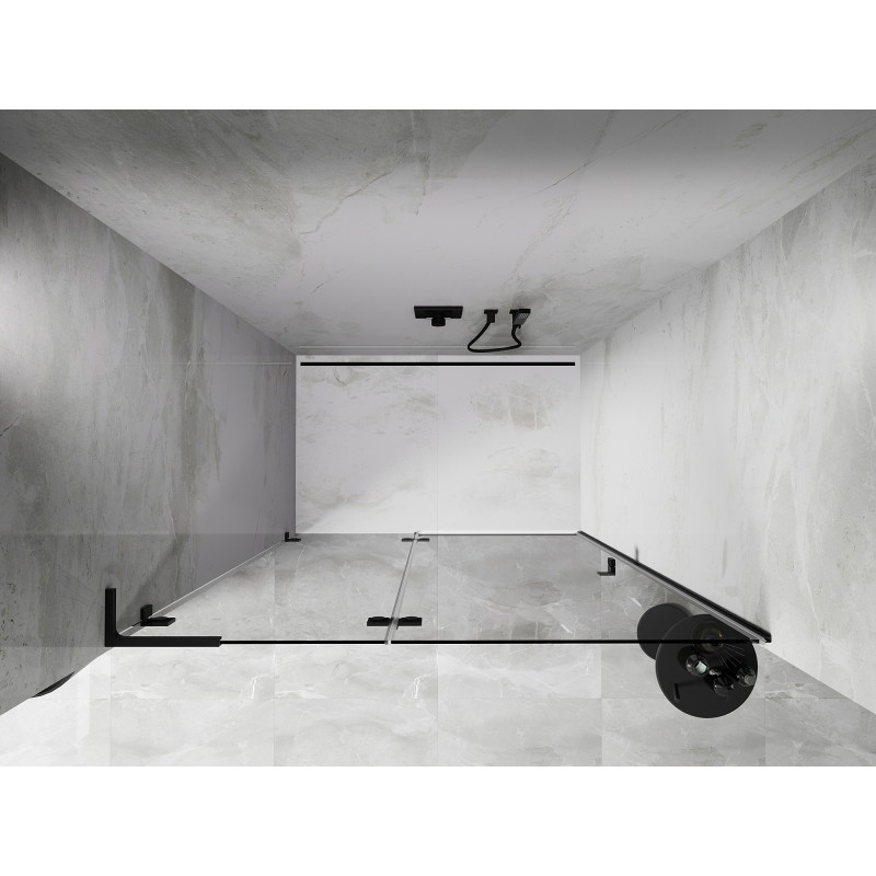 Mexen Lunar L porte de douche pivotante gauche 135 cm, transparent, noir - 834L-135-000-70-00-L
