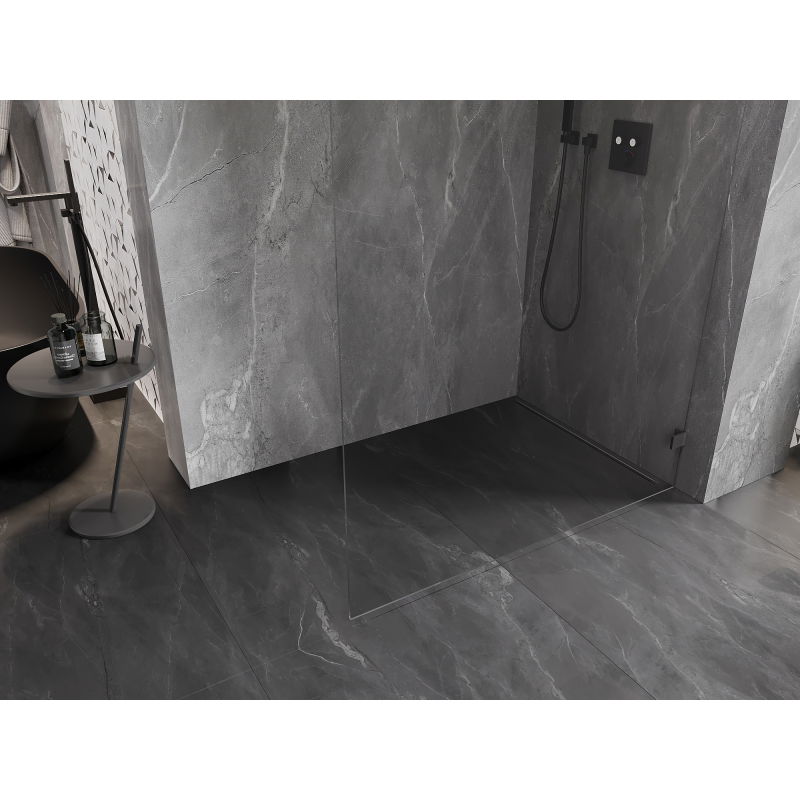 Mexen Lunar L paroi de douche Walk-in droite 90 x 200 cm, transparent 8 mm, gris arme brossé - 830L-090-000-66-00-P