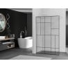 Kioto paroi de douche Walk-in 110 x 200 cm, motif noir 8 mm, blanc - 800-110-101-20-78
