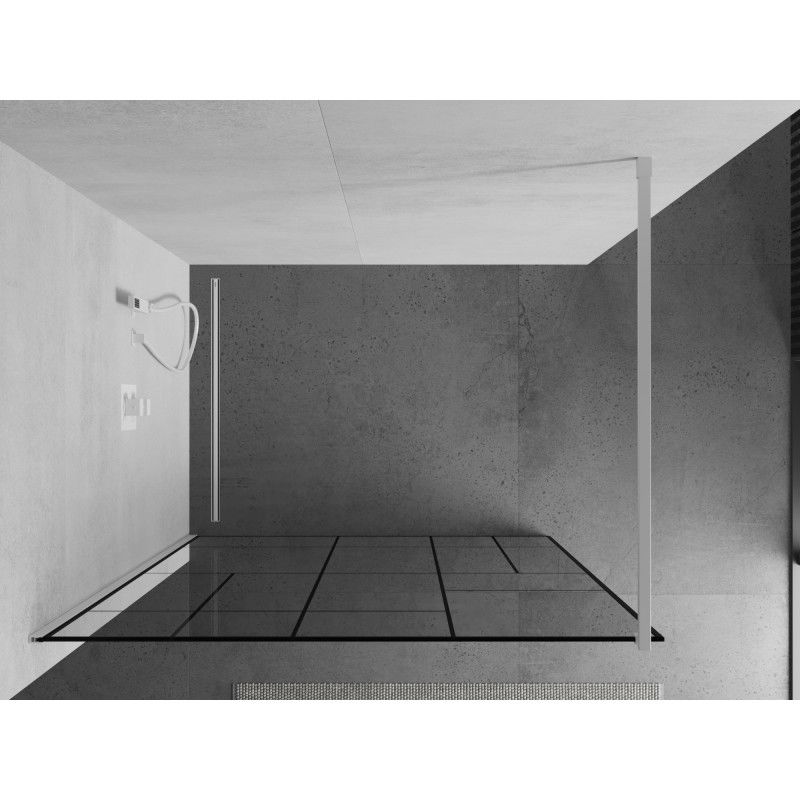 Mexen Kioto paroi de douche Walk-in 110 x 200 cm, motif noir 8 mm, blanc - 800-110-101-20-78