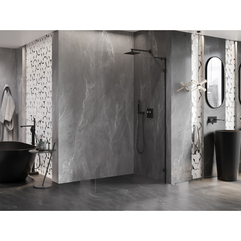 Mexen Lunar L paroi de douche Walk-in droite 50 x 200 cm, transparent 8 mm, noir - 830L-050-000-70-00-P