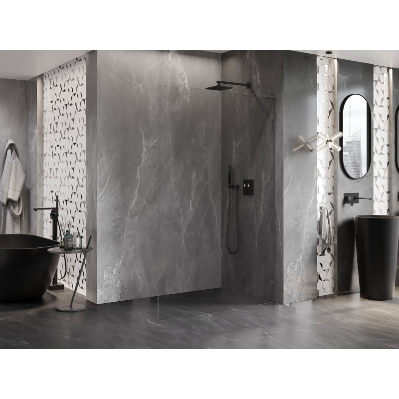 Mexen Lunar L paroi de douche Walk-in droite 90 x 200 cm, transparent 8 mm, canon de fusil - 830L-090-000-95-00-P