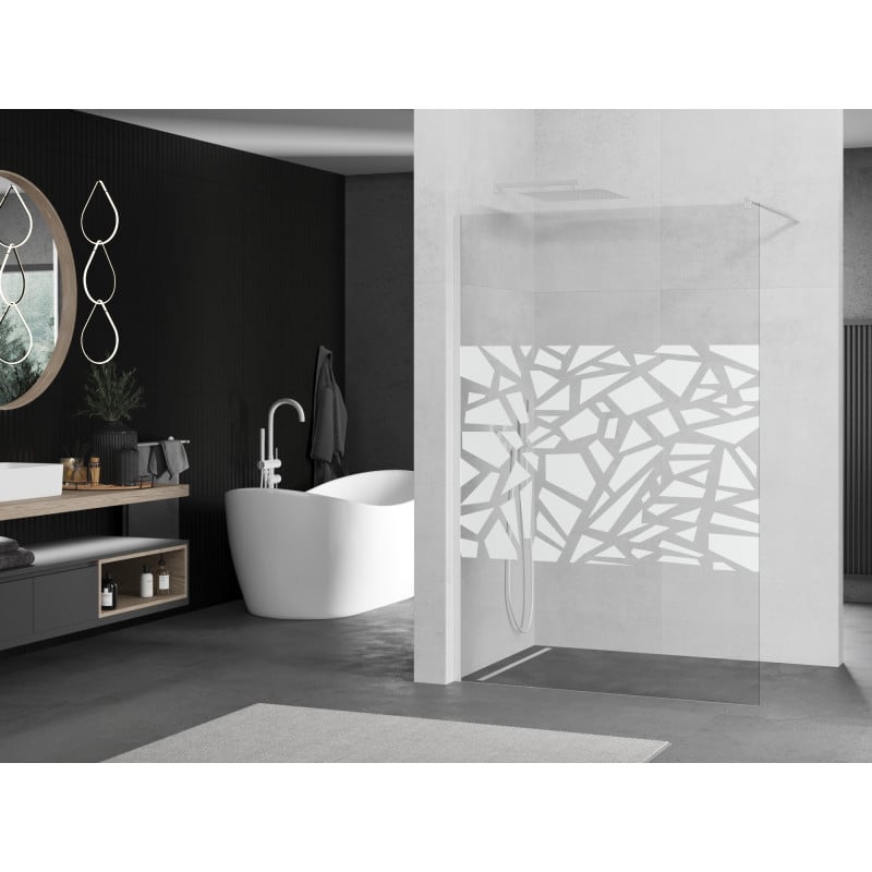 Mexen Kioto paroi de douche Walk-in 80 x 200 cm, motif blanc 8 mm, blanc - 800-080-101-20-85