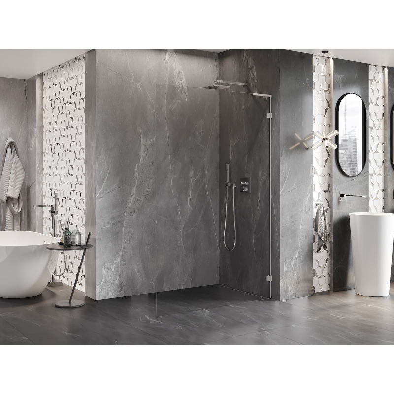 Mexen Lunar L paroi de douche Walk-in droite 80 x 200 cm, transparent 8 mm, nickel brossé - 830L-080-000-97-00-P