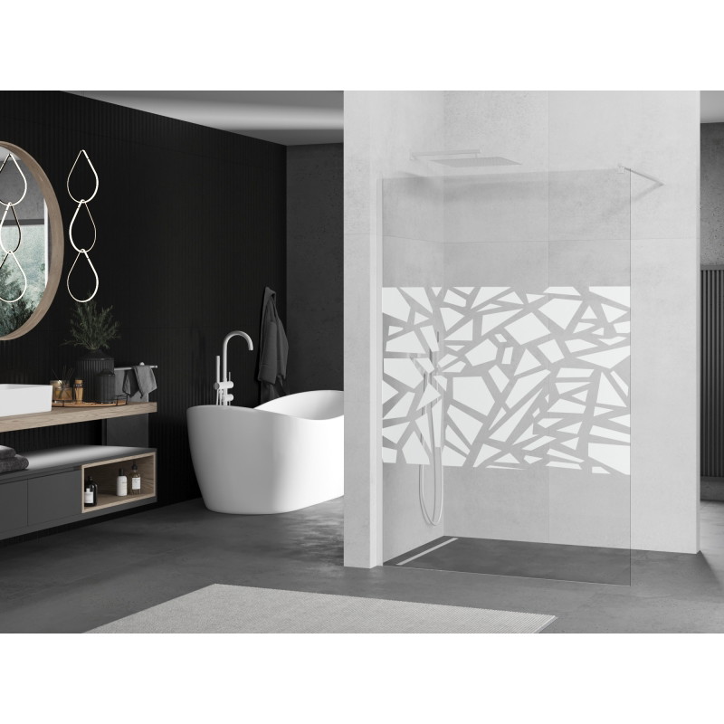 Mexen Kioto Paroi de douche Walk-in 110 x 200 cm, motif blanc 8 mm, blanche - 800-110-101-20-85