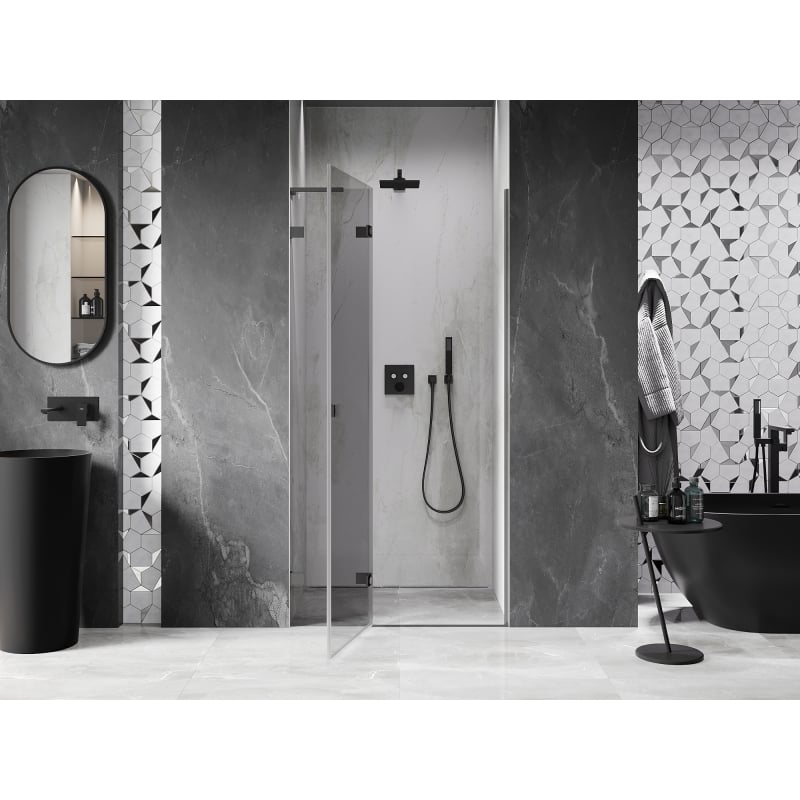 Mexen Lunar L porte de douche pivotante gauche 85 cm, transparent, gun metal - 834L-085-000-95-00-L