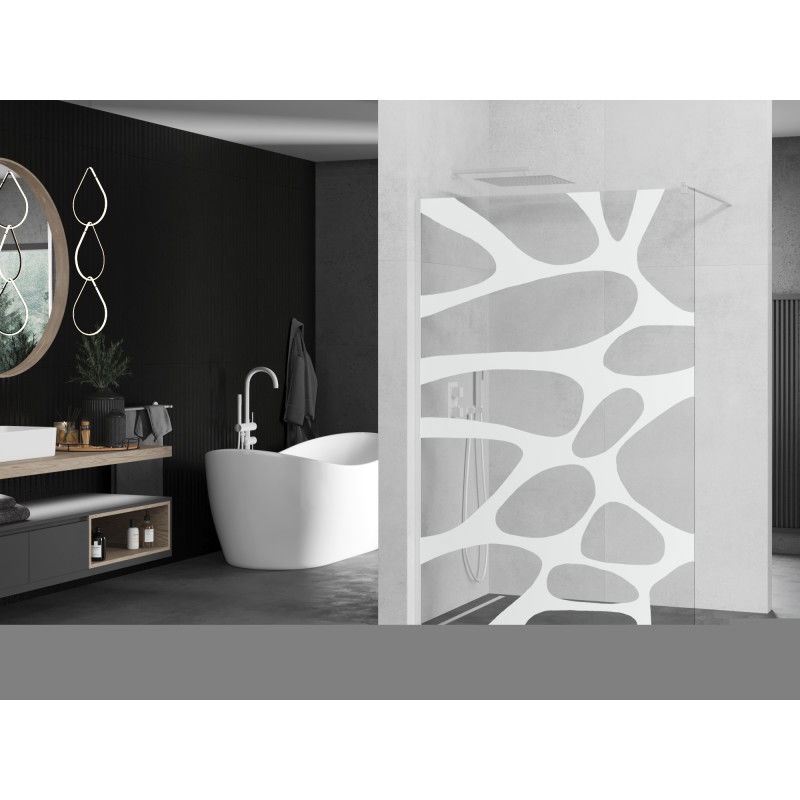 Mexen Kioto paroi de douche Walk-in 80 x 200 cm, vague blanche 8 mm, blanche - 800-080-101-20-97