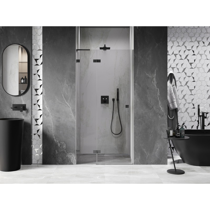 Mexen Lunar L porte de douche pivotante gauche 100 cm, transparent, gun metal - 834L-100-000-95-00-L