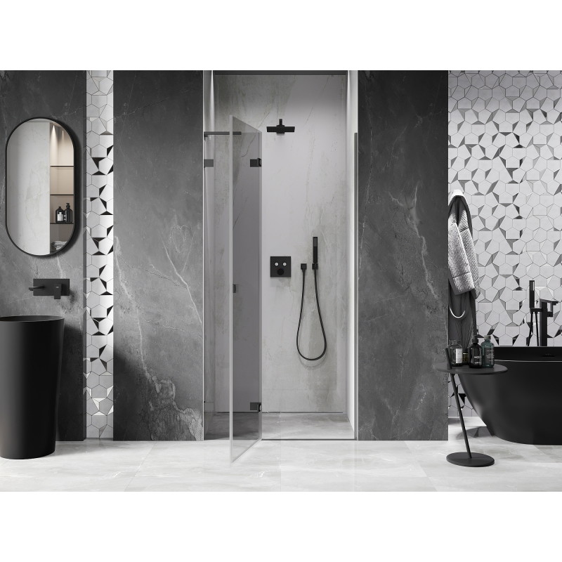 Mexen Lunar L porte de douche pivotante gauche 100 cm, transparent, gun metal - 834L-100-000-95-00-L