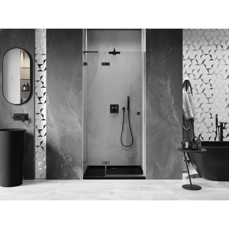 Mexen Lunar L porte de douche pivotante gauche 125 cm, transparent, gun metal - 834L-125-000-95-00-L