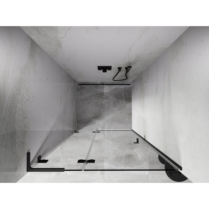 Mexen Lunar L porte de douche pivotante gauche 125 cm, transparent, gun metal - 834L-125-000-95-00-L