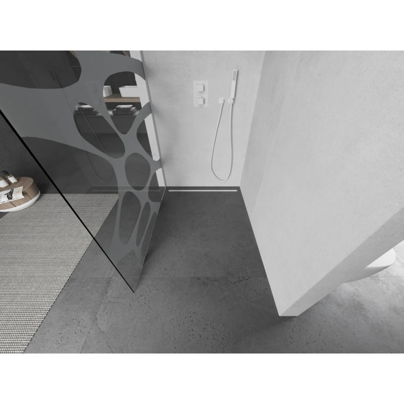 Mexen Kioto paroi de douche Walk-in 110 x 200 cm, vague blanche 8 mm, blanche - 800-110-101-20-97