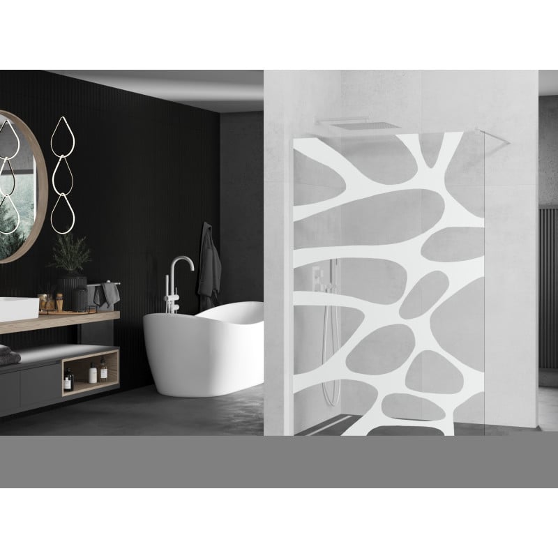 Mexen Kioto paroi de douche Walk-in 110 x 200 cm, vague blanche 8 mm, blanche - 800-110-101-20-97