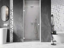 Porte de douche pivotante Mexen Lunar-B gauche 60 cm, transparent, blanc - 832-060-000-20-00-L