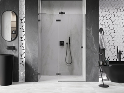 Mexen Lunar L porte de douche pivotante gauche 130 cm, transparent, gun metal - 834L-130-000-95-00-L