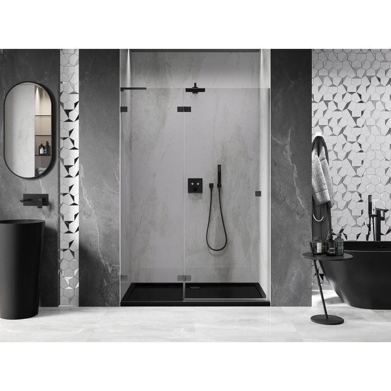 Mexen Lunar L porte de douche pivotante gauche 130 cm, transparent, gun metal - 834L-130-000-95-00-L