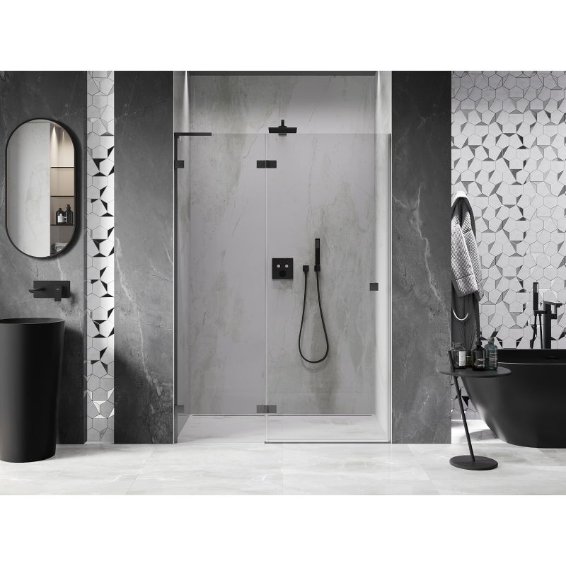 Mexen Lunar L porte de douche pivotante gauche 130 cm, transparent, gun metal - 834L-130-000-95-00-L