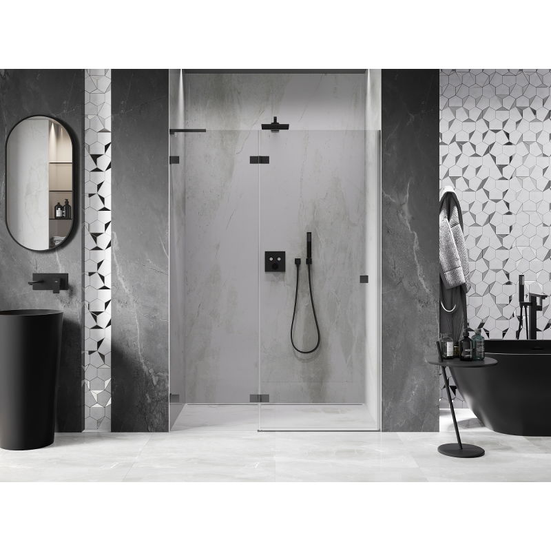 Mexen Lunar L porte de douche pivotante gauche 135 cm, transparent, métal canon - 834L-135-000-95-00-L