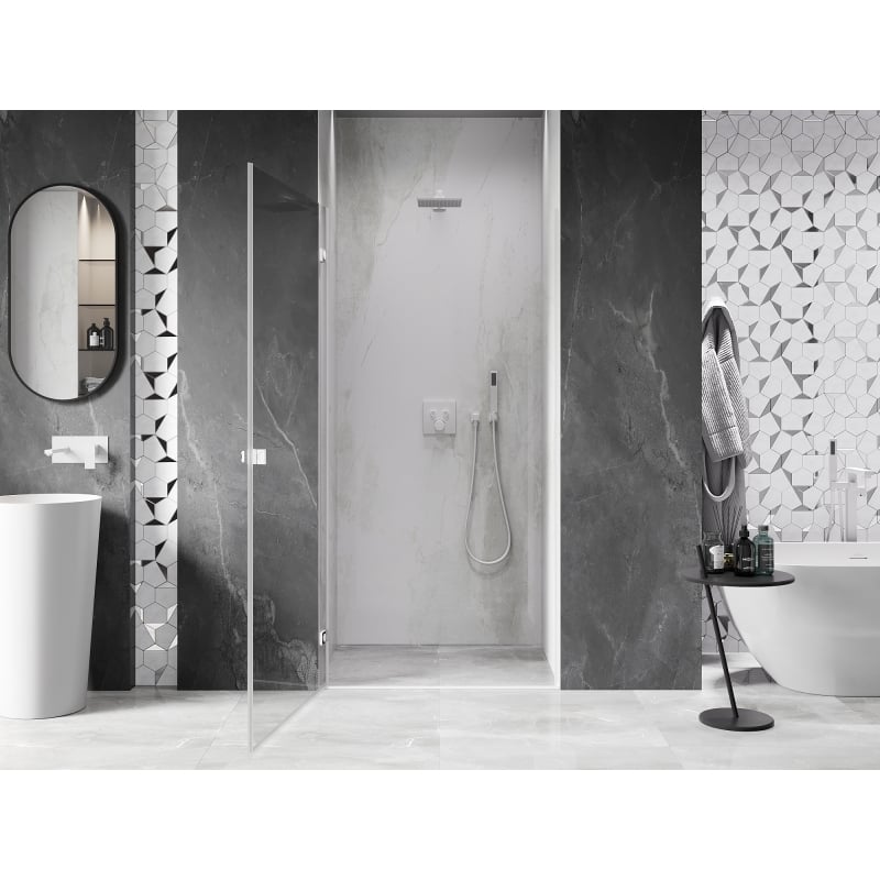 Mexen Lunar-B porte de douche pivotante gauche 75 cm, transparent, blanc - 832-075-000-20-00-L