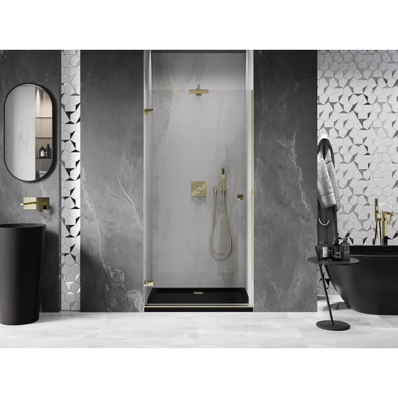 Mexen Lunar-B porte de douche pivotante gauche 60 cm, transparent, doré - 832-060-000-50-00-L