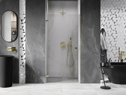 Porte de douche battante gauche Mexen Lunar-B 65 cm, transparente, dorée - 832-065-000-50-00-L