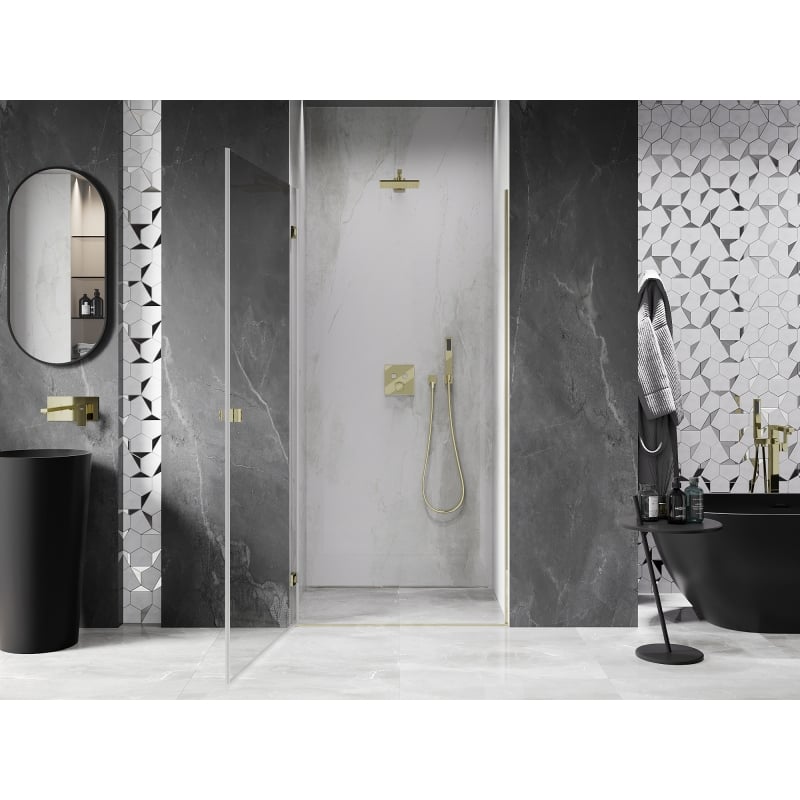 Mexen Lunar-B porte de douche pivotante gauche 80 cm, transparent, doré - 832-080-000-50-00-L