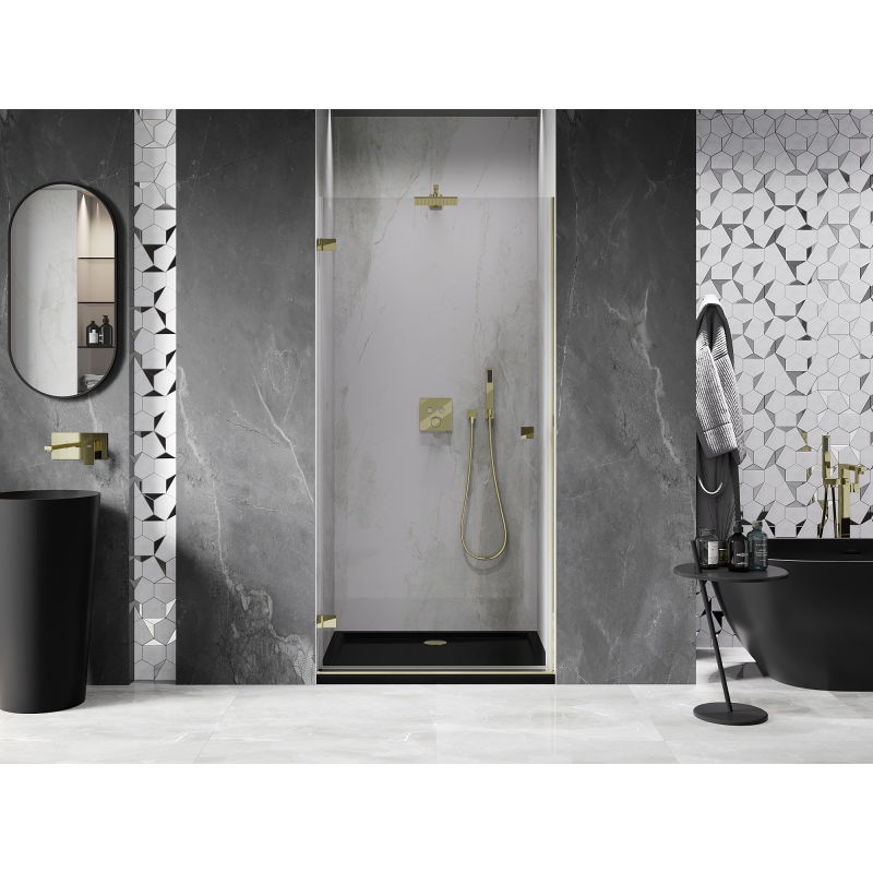 Mexen Lunar-B porte de douche pivotante gauche 85 cm, transparent, doré - 832-085-000-50-00-L