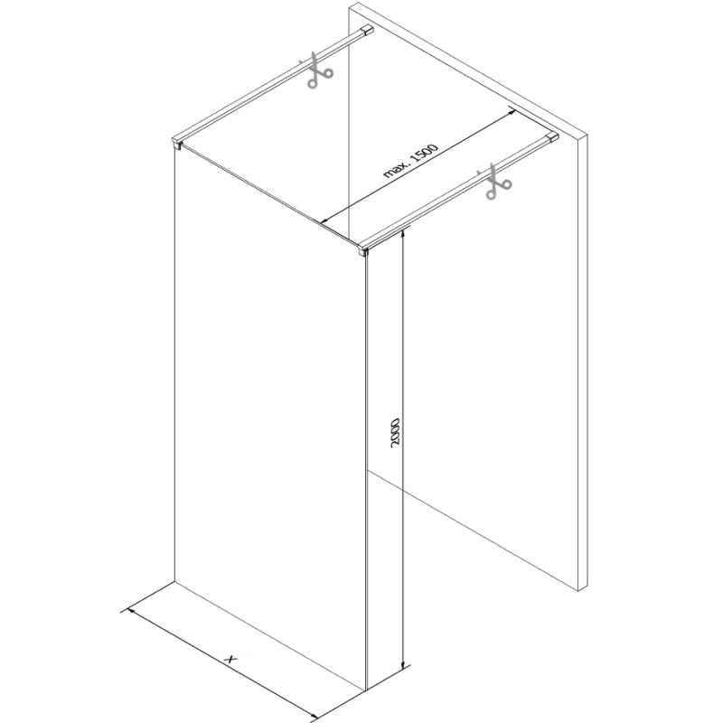 Mexen Kioto paroi de douche autoportante 150 x 200 cm, transparent 8 mm, blanc - 800-150-002-20-00