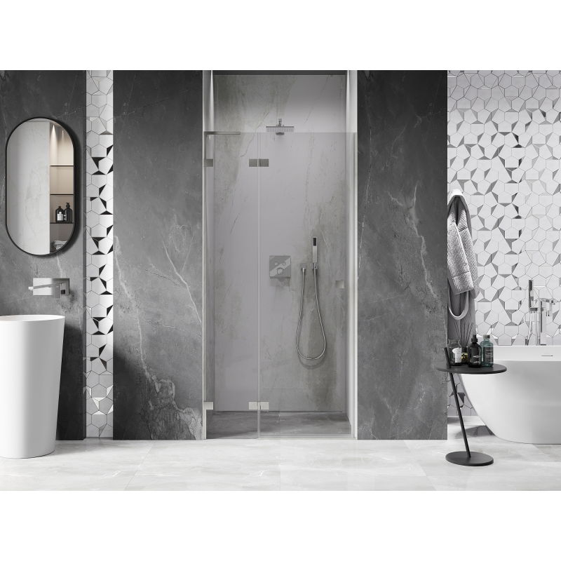 Mexen Lunar L porte de douche pivotante à gauche 90 cm, transparent, nickel brossé - 834L-090-000-97-00-L