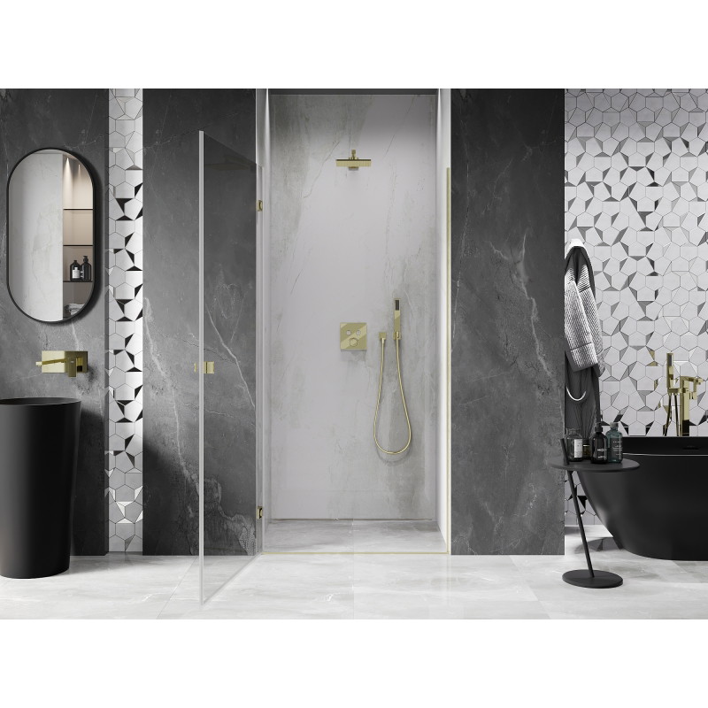 Mexen Lunar-B porte de douche pivotante gauche 60 cm, transparent, doré brossé - 832-060-000-55-00-L